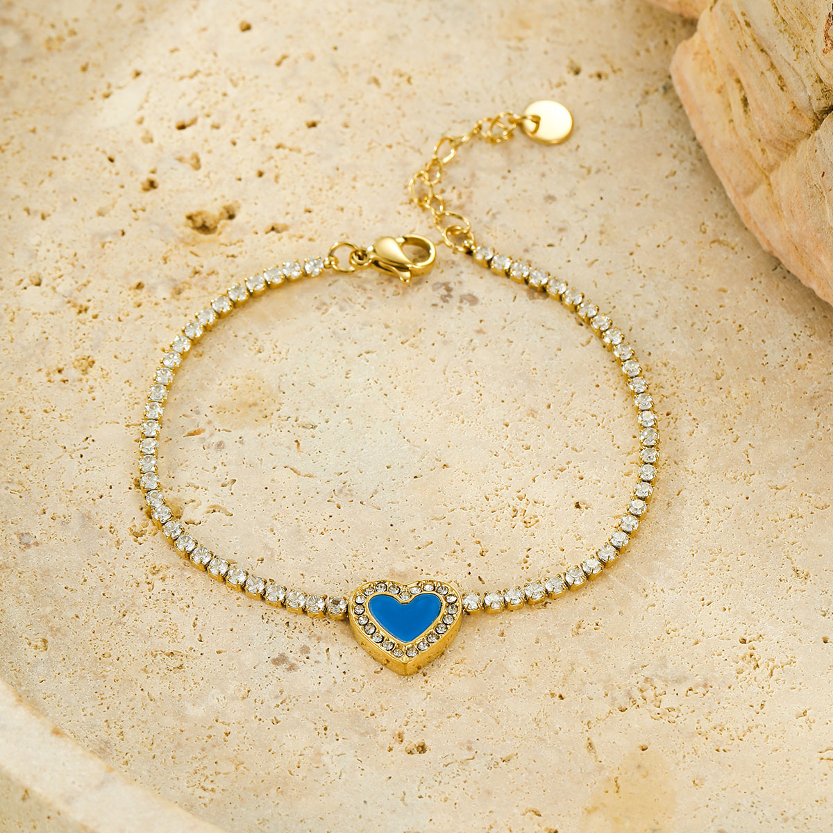 复古心形钻石网球链手链