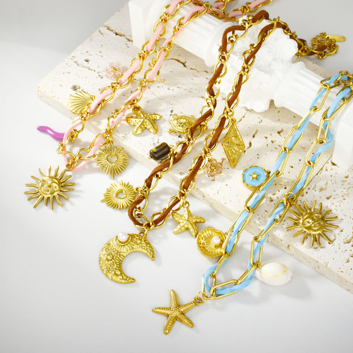 不锈钢波西米亚魅力项链夏季吊坠项链