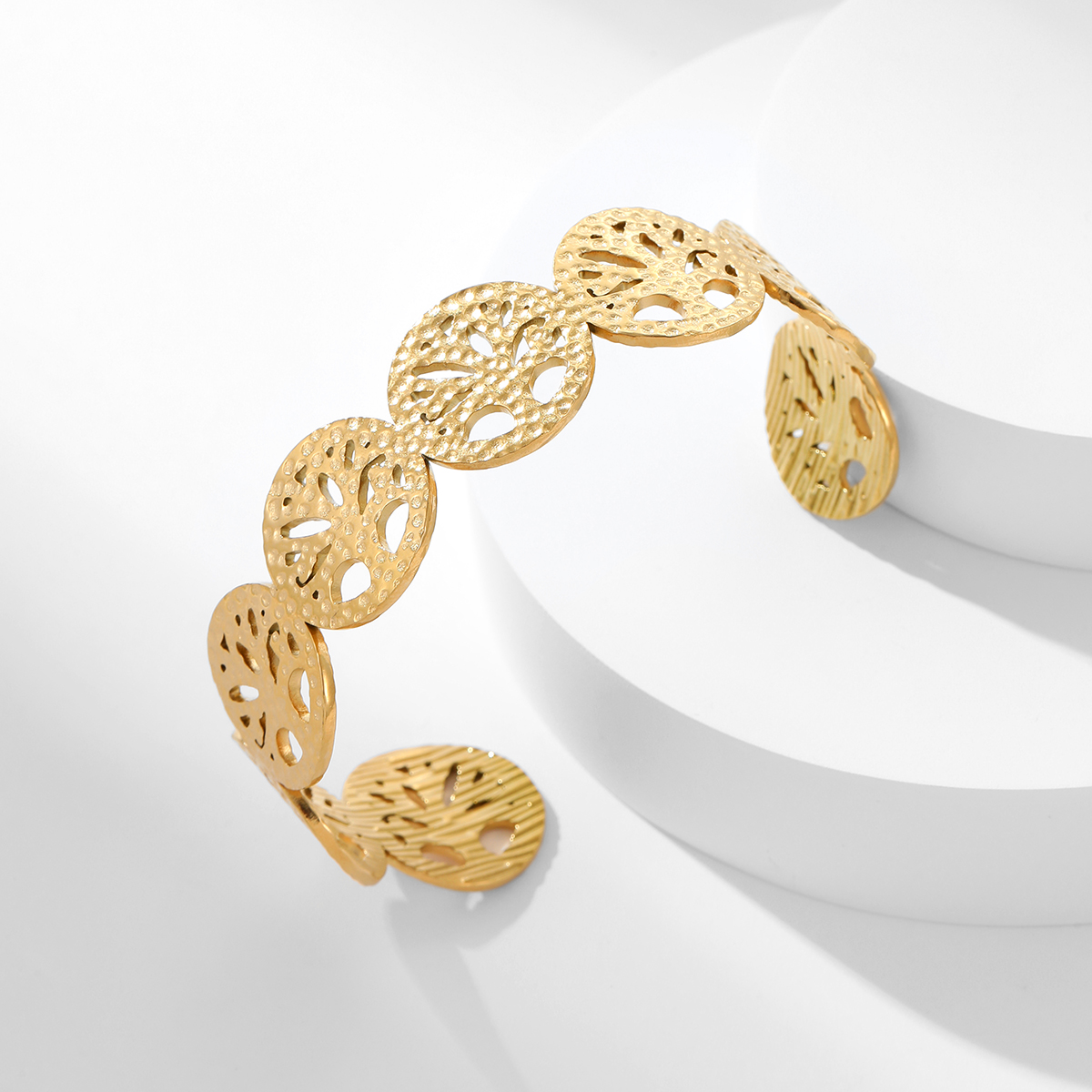 批发女士镂空开口不锈钢手镯