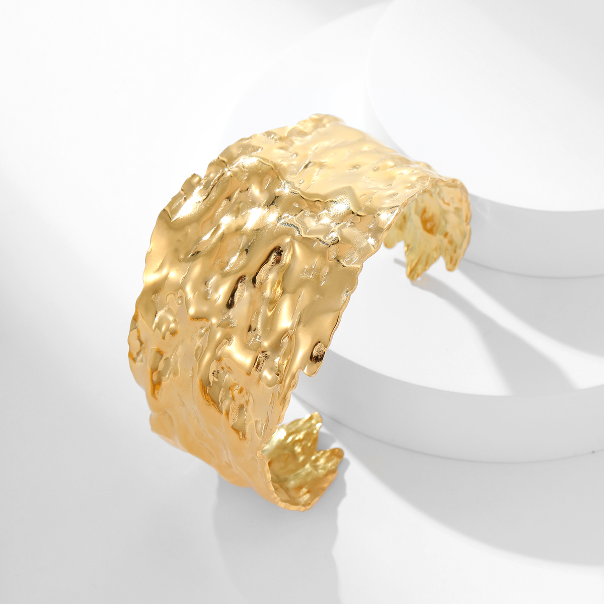 时尚镀金羽毛大圆环开口手镯