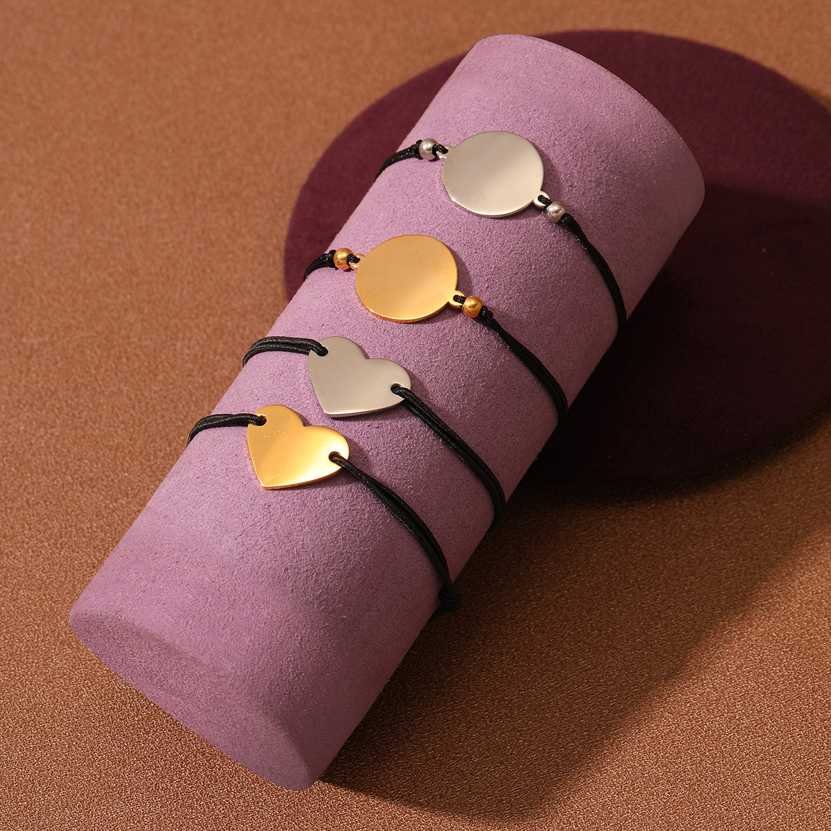 18K金圆形编织绳钛钢手链