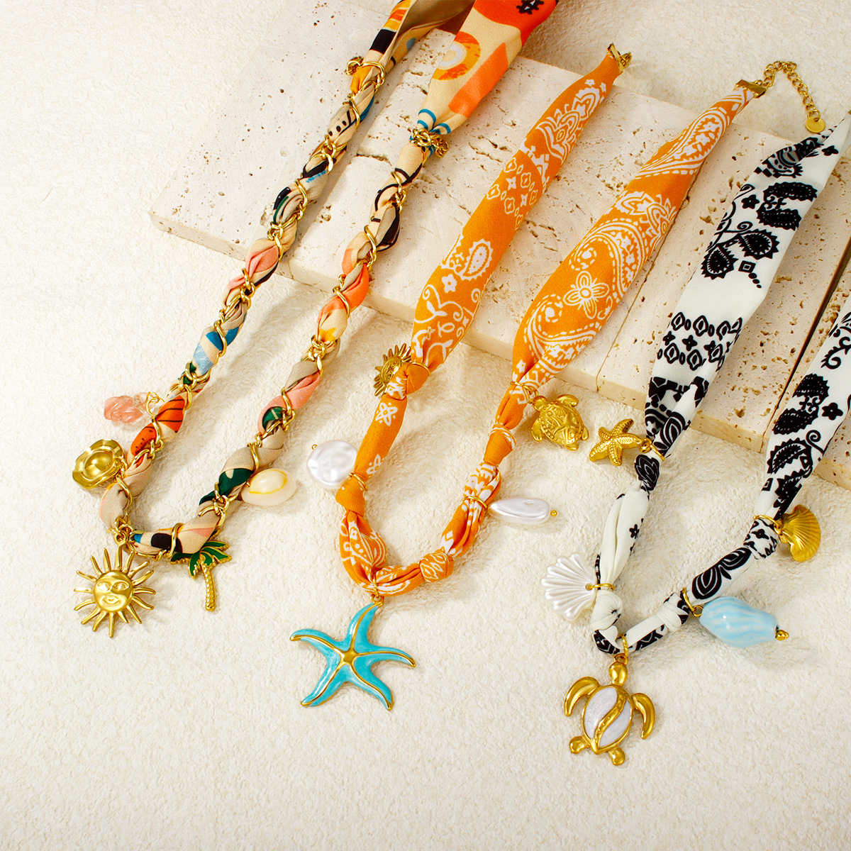 不锈钢防过敏多色打结围巾项链